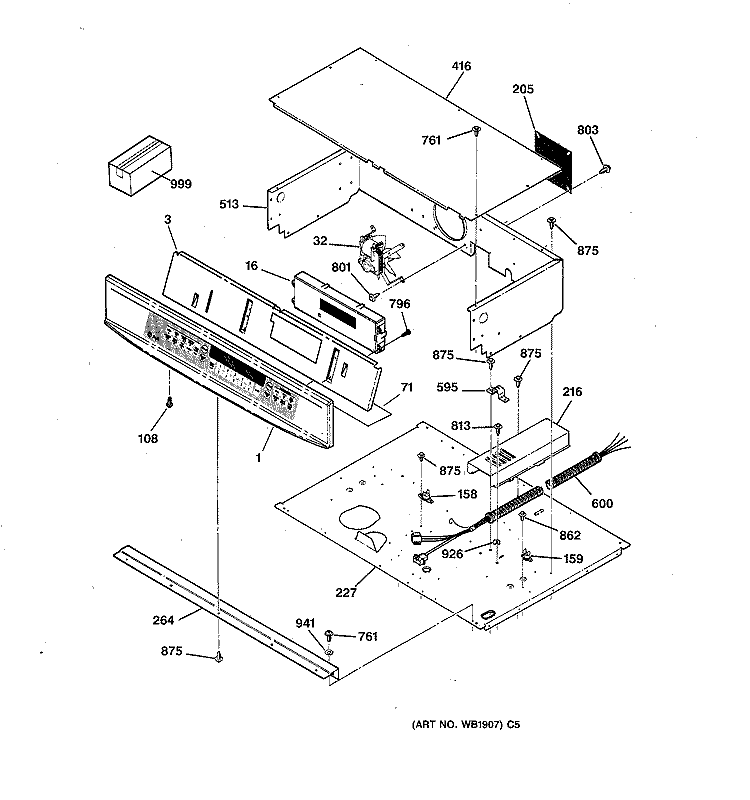 CONTROL PANEL Diagram and Parts List for JCTP17BW1BB  General Electric Wall Oven