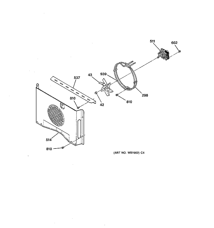 BLOWER Diagram and Parts List for JCTP17BW1BB  General Electric Wall Oven