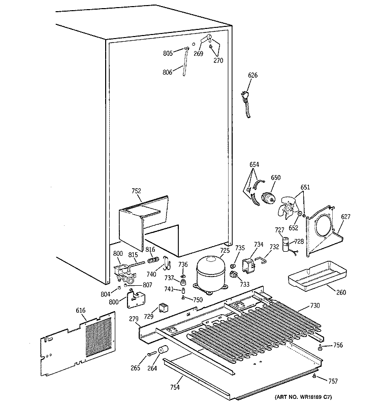UNIT PARTS Diagram and Parts List for TFK28PFZAWW  General Electric Refrigerator