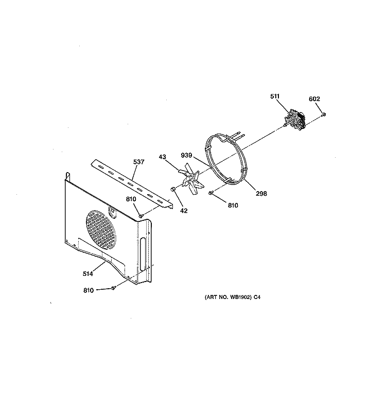 CONVECTION BLOWER SECTION Diagram and Parts List for JTP18WW2WW  General Electric Wall Oven