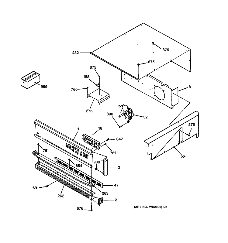 CONTROL PANEL Diagram and Parts List for JKS05BW2BB  General Electric Wall Oven