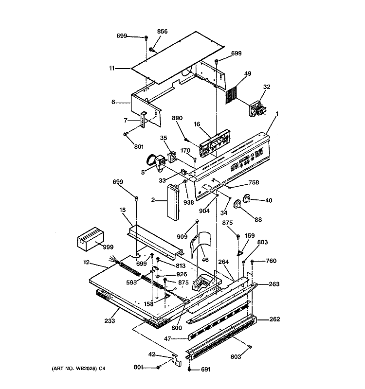 CONTROL PANEL Diagram and Parts List for JRP24BW2BB  General Electric Wall Oven