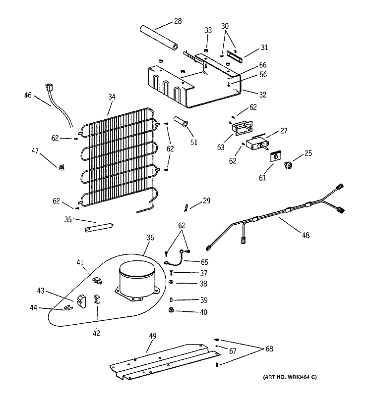 UNIT PARTS Diagram and Parts List for TAX4DNYBWH  General Electric Refrigerator