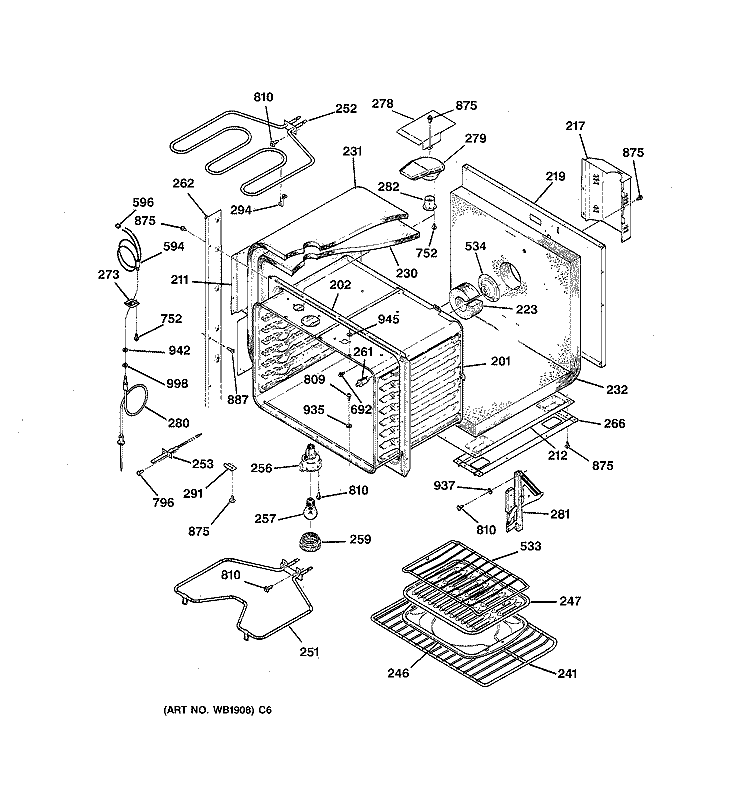 UPPER BODY Diagram and Parts List for JTP56BW2BB  General Electric Wall Oven