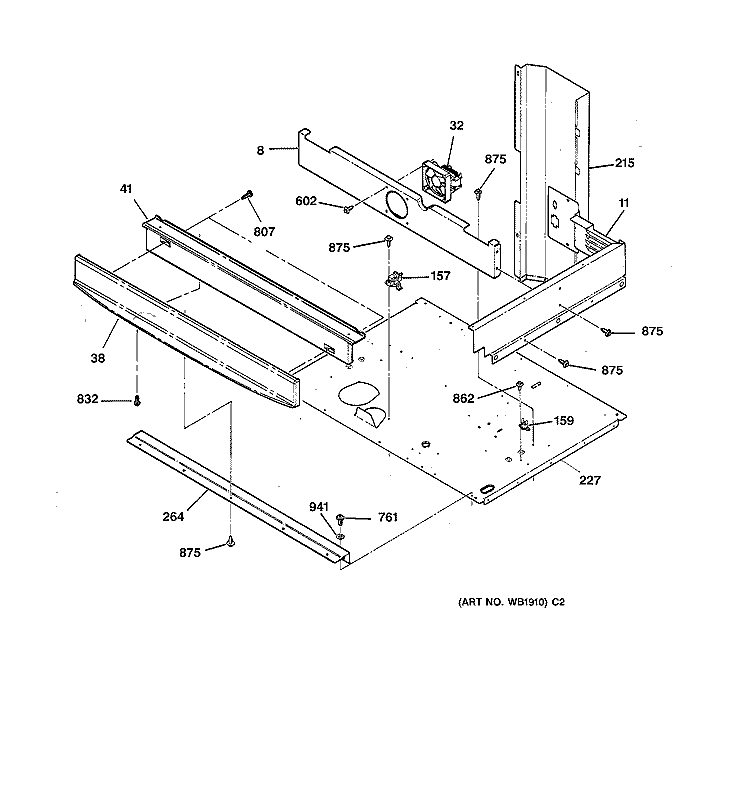 CENTER SPACER Diagram and Parts List for JTP56BW2BB  General Electric Wall Oven