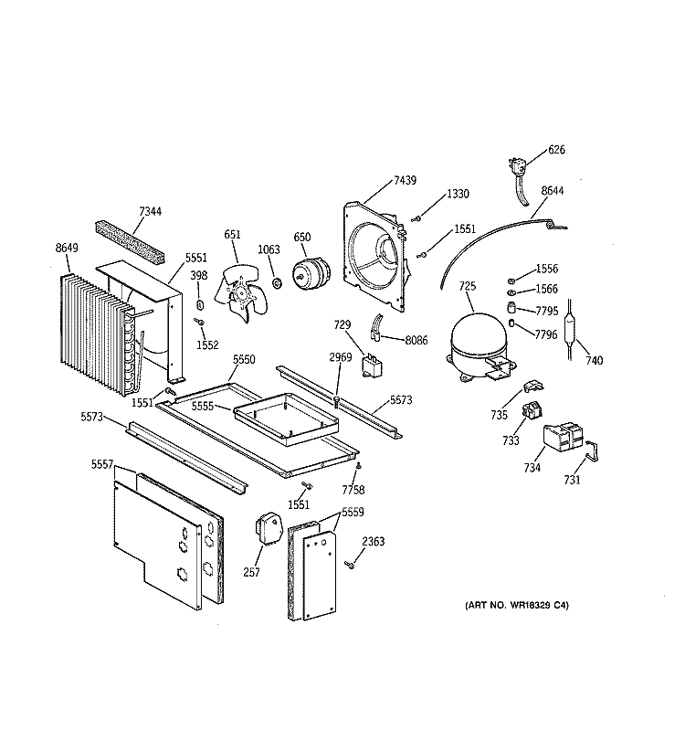 UNIT PARTS Diagram and Parts List for ZISS48DYASS  General Electric Refrigerator