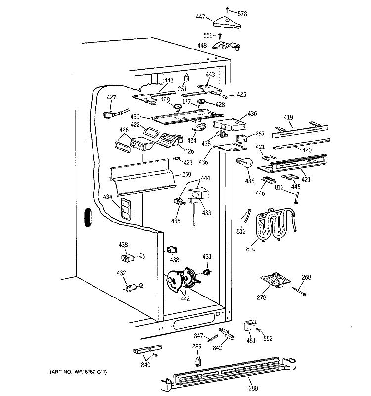 FRESH FOOD SECTION Diagram and Parts List for TFK30PRZCAA  General Electric Refrigerator
