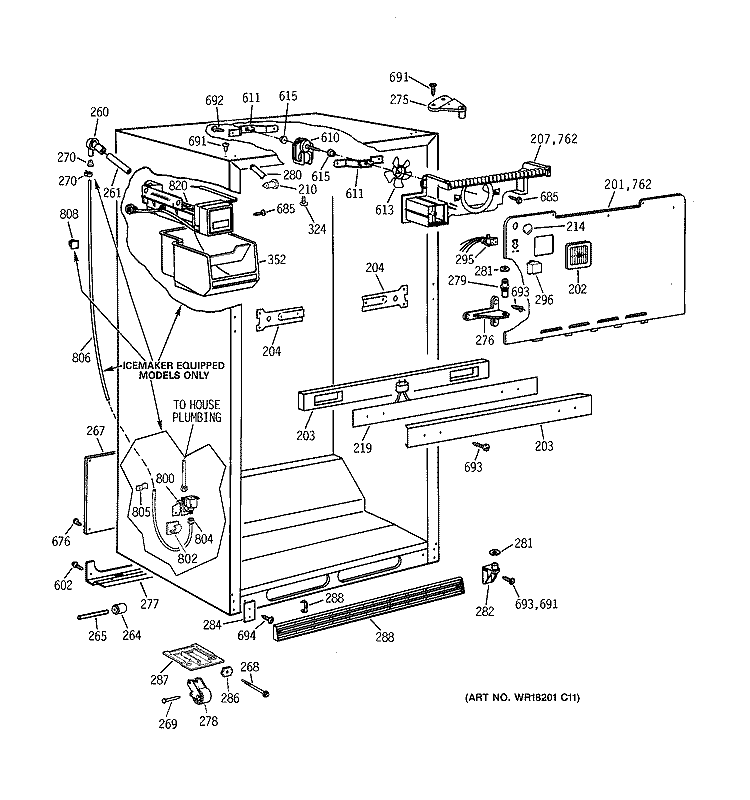 CABINET PARTS Diagram and Parts List for CTX21GIXFRAA  Hotpoint Refrigerator