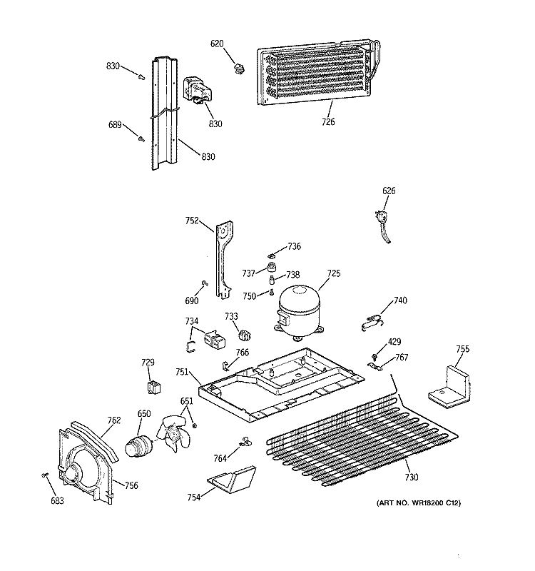 UNIT PARTS Diagram and Parts List for CTX21GIXFRAA  Hotpoint Refrigerator