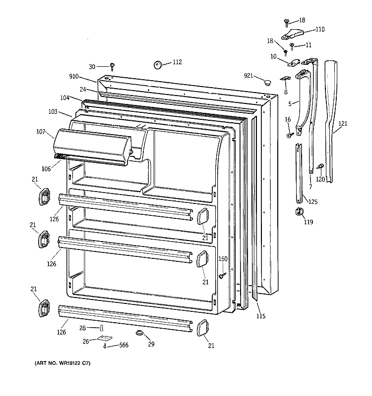 FRESH FOOD DOOR Diagram and Parts List for CTX21BIXFRWW  Hotpoint Refrigerator