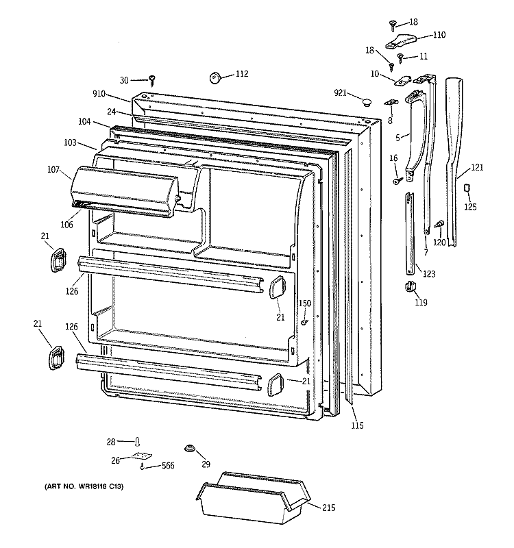 FRESH FOOD DOOR Diagram and Parts List for CTI18GIXERWW  Hotpoint Refrigerator