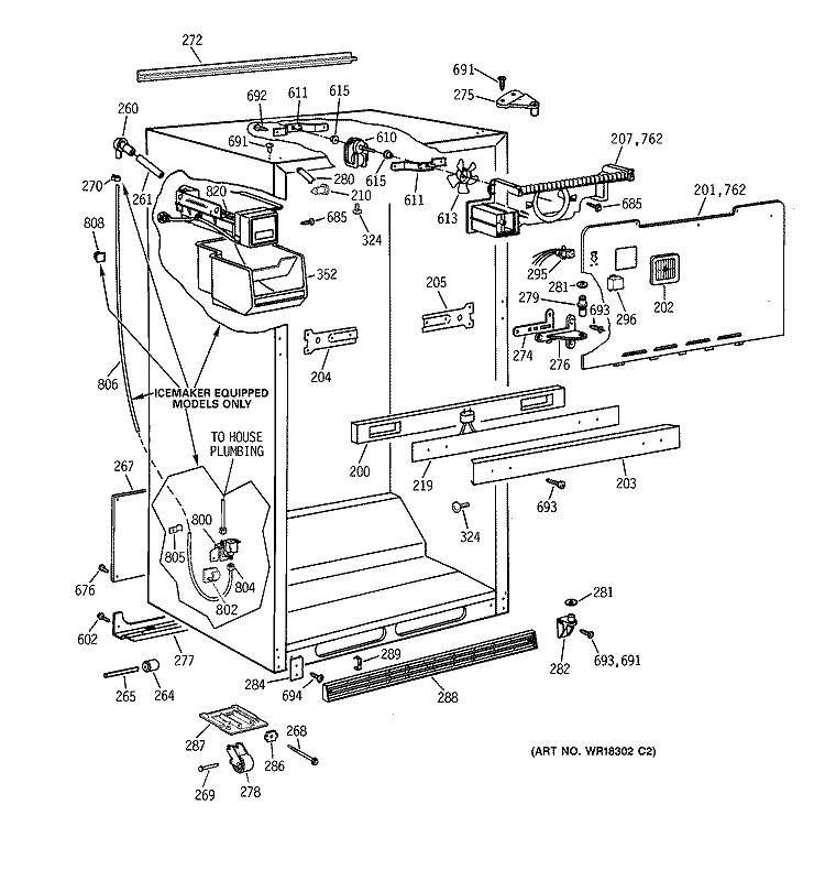 CABINET PARTS Diagram and Parts List for CTI18GIXERWW  Hotpoint Refrigerator