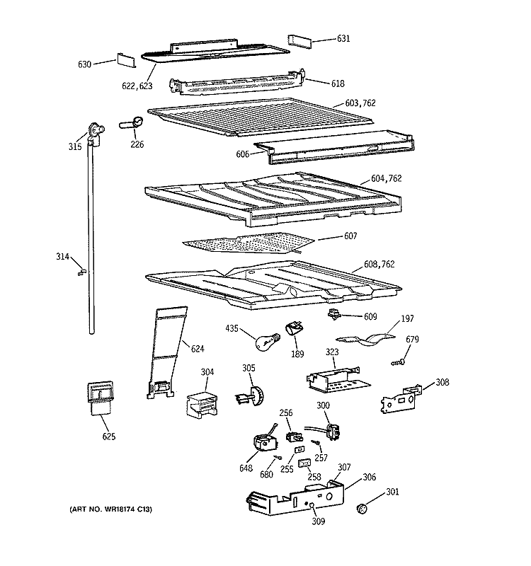 COMPARTMENT SEPARATOR PARTS Diagram and Parts List for CTI18GIXERWW  Hotpoint Refrigerator
