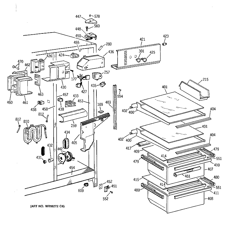 FRESH FOOD SECTION Diagram and Parts List for CSK25GRYEAA  Hotpoint Refrigerator
