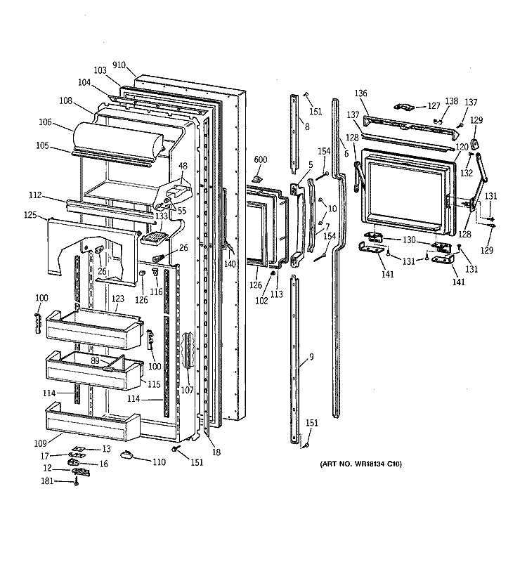 FRESH FOOD DOOR Diagram and Parts List for CSK27DHXEAA  Hotpoint Refrigerator