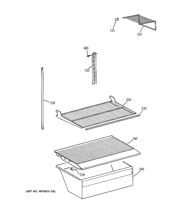 SHELF PARTS Diagram and Parts List for CTX18CIXRLWW  Hotpoint Refrigerator