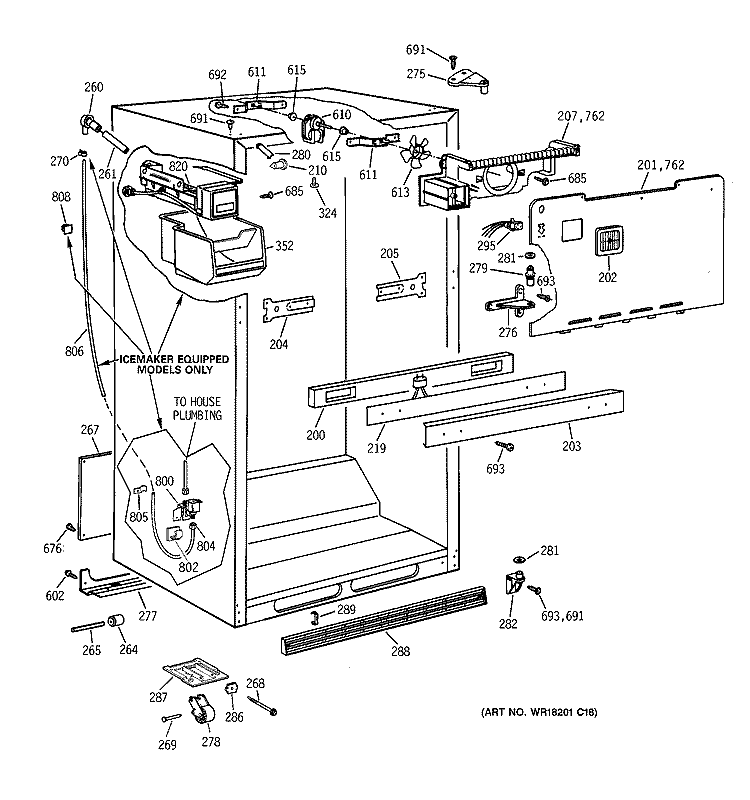 CABINET PARTS Diagram and Parts List for CTX21BIXJRWW  Hotpoint Refrigerator