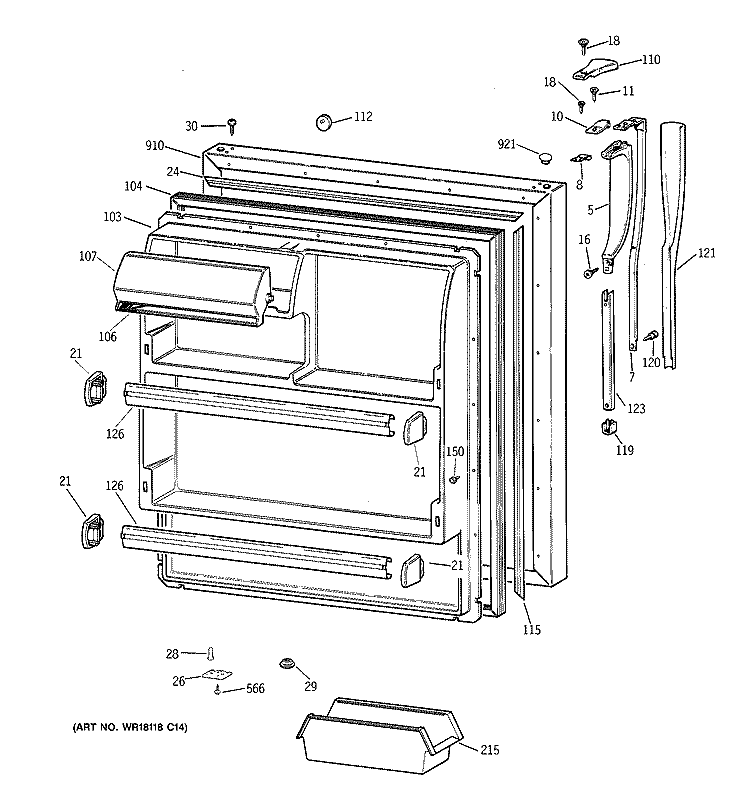 FRESH FOOD DOOR Diagram and Parts List for CTI18GIXSRWW  Hotpoint Refrigerator