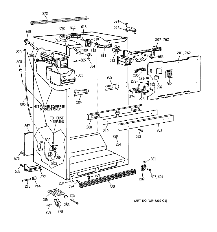 CABINET PARTS Diagram and Parts List for CTI18GIXSRWW  Hotpoint Refrigerator