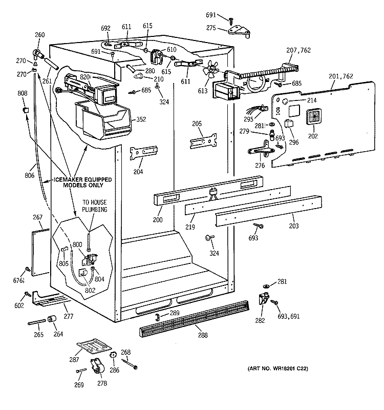 CABINET PARTS Diagram and Parts List for CTX18GIZBRWW  Hotpoint Refrigerator