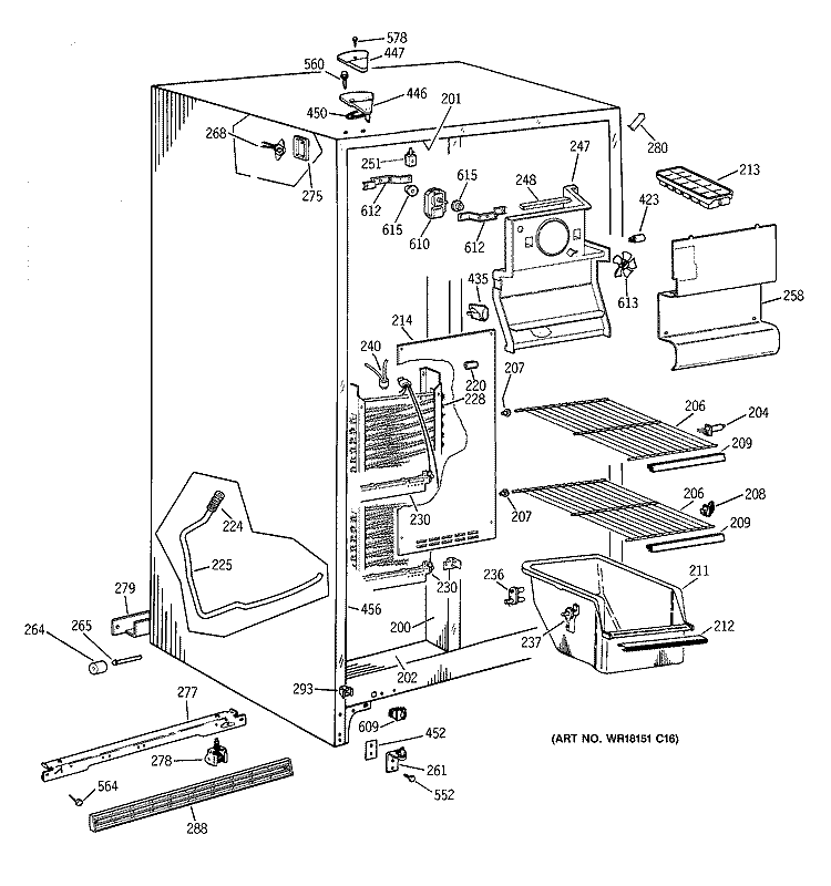 FREEZER SECTION Diagram and Parts List for CSX22GAZAAA  Hotpoint Refrigerator