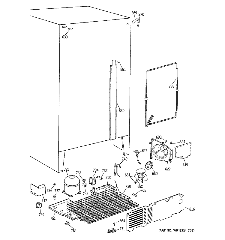UNIT PARTS Diagram and Parts List for CSX22GAZAAA  Hotpoint Refrigerator