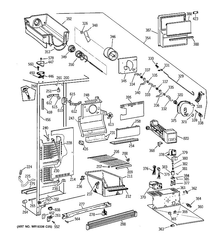 FREEZER SECTION Diagram and Parts List for CSK25GRZAAA  Hotpoint Refrigerator