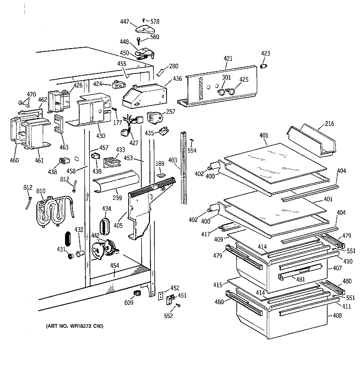 FRESH FOOD SECTION Diagram and Parts List for CSK25GRZAAA  Hotpoint Refrigerator