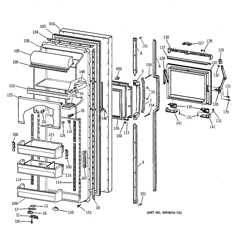 FRESH FOOD DOOR Diagram and Parts List for CSK27DHZAAA  Hotpoint Refrigerator