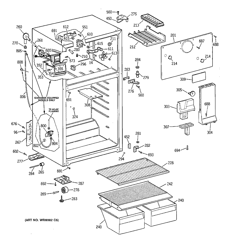 CABINET Diagram and Parts List for CTX14CAZCLAD  Hotpoint Refrigerator