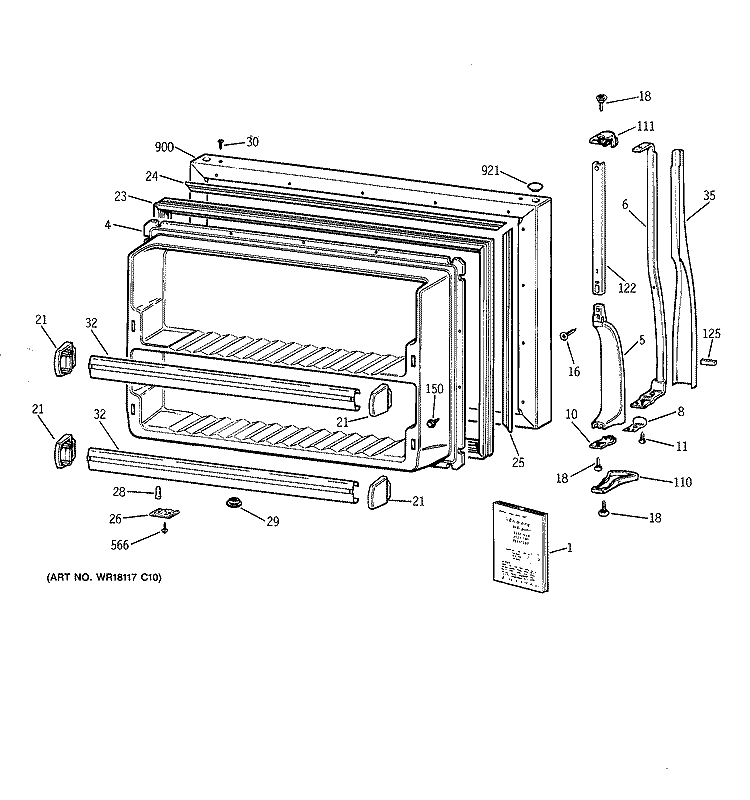 FREEZER DOOR Diagram and Parts List for CTX21DIZBRAA  Hotpoint Refrigerator