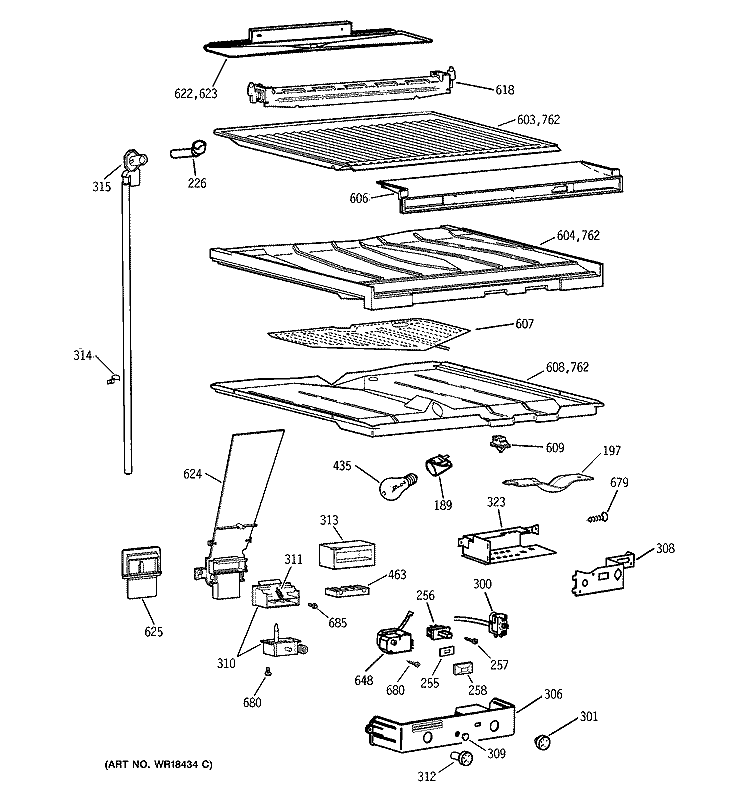 COMPARTMENT SEPARATOR Diagram and Parts List for CTI18GIZHRWW  Hotpoint Refrigerator