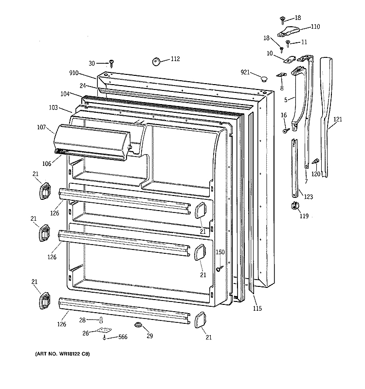 FRESH FOOD DOOR Diagram and Parts List for CTX21DIZHRAA  Hotpoint Refrigerator