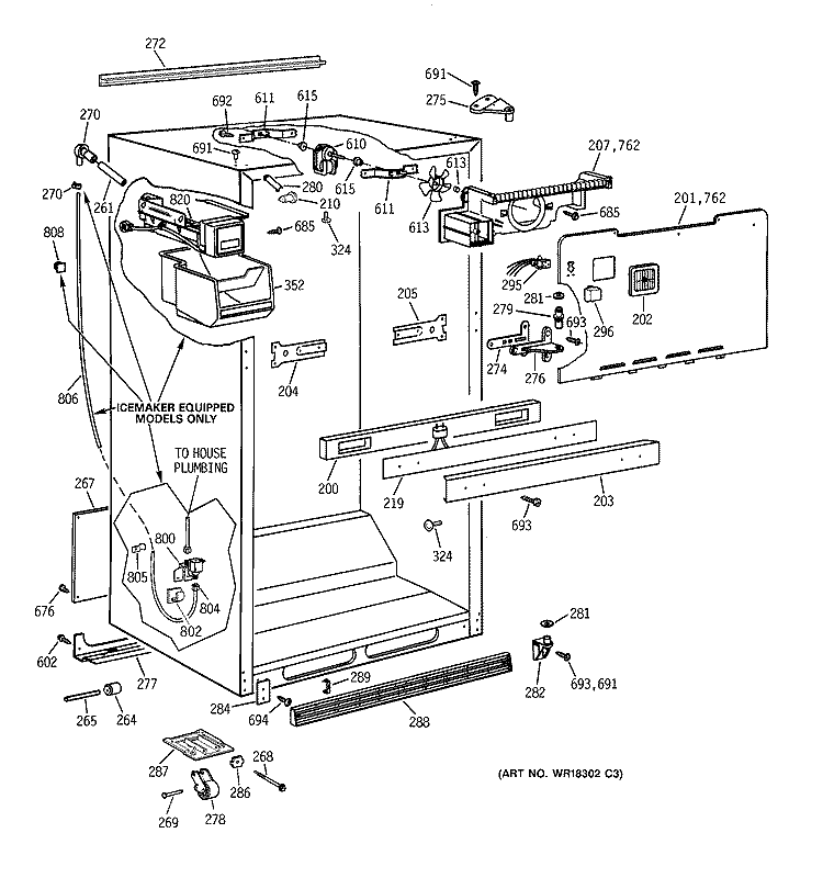 CABINET PARTS Diagram and Parts List for CTI18GIZJRWW  Hotpoint Refrigerator