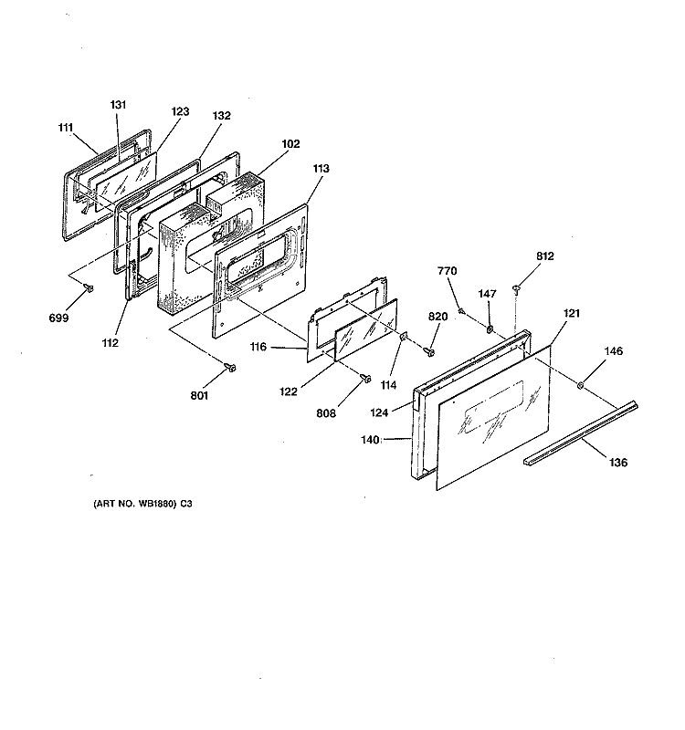 DOOR Diagram and Parts List for LEB356WT4WW  General Electric Range