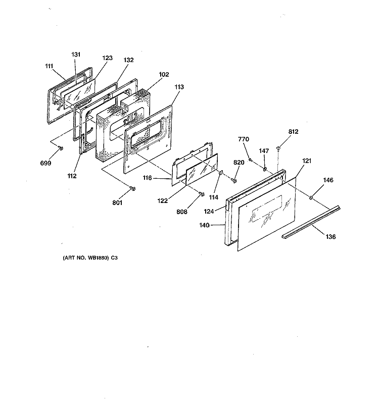 DOOR Diagram and Parts List for LEB356GT1BB  General Electric Range