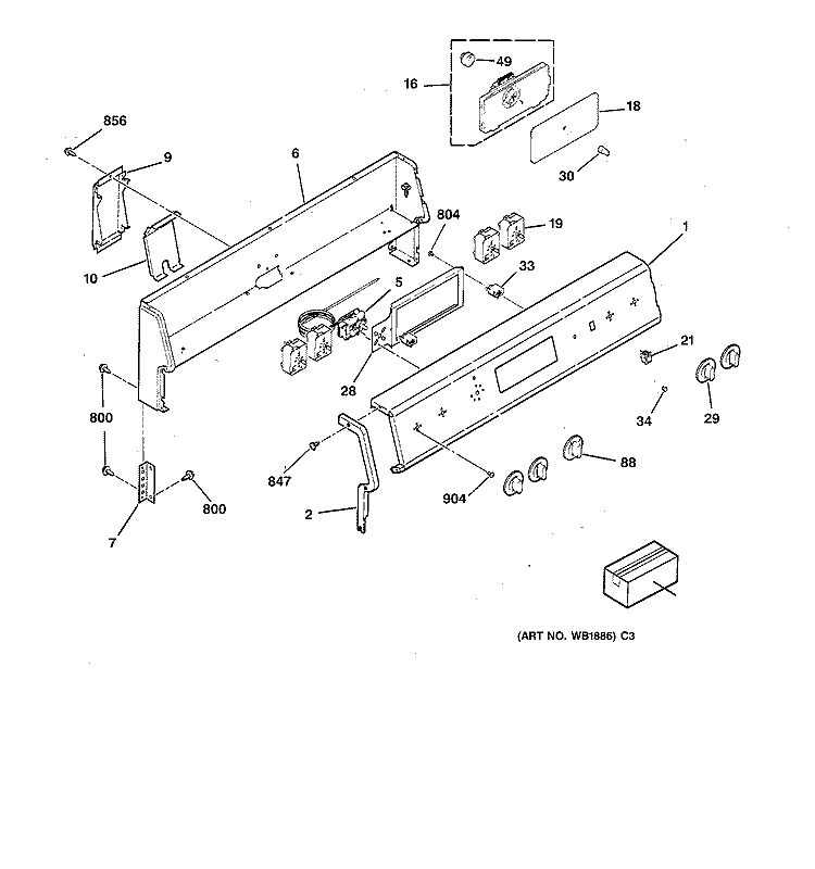 CONTROL PANEL Diagram and Parts List for LEB131GT2WH  General Electric Range