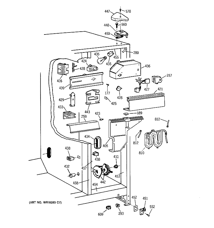 FRESH FOOD SECTION Diagram and Parts List for MST25GRZAWW  General Electric Refrigerator