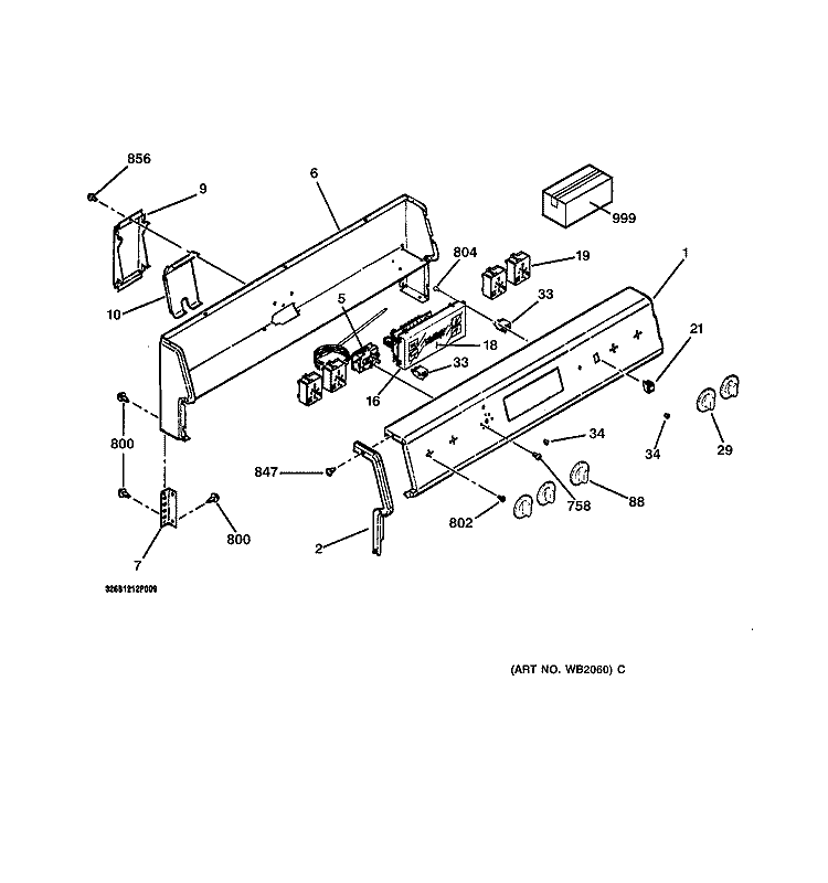 CONTROL PANEL Diagram and Parts List for LEB131GY2AD  General Electric Range