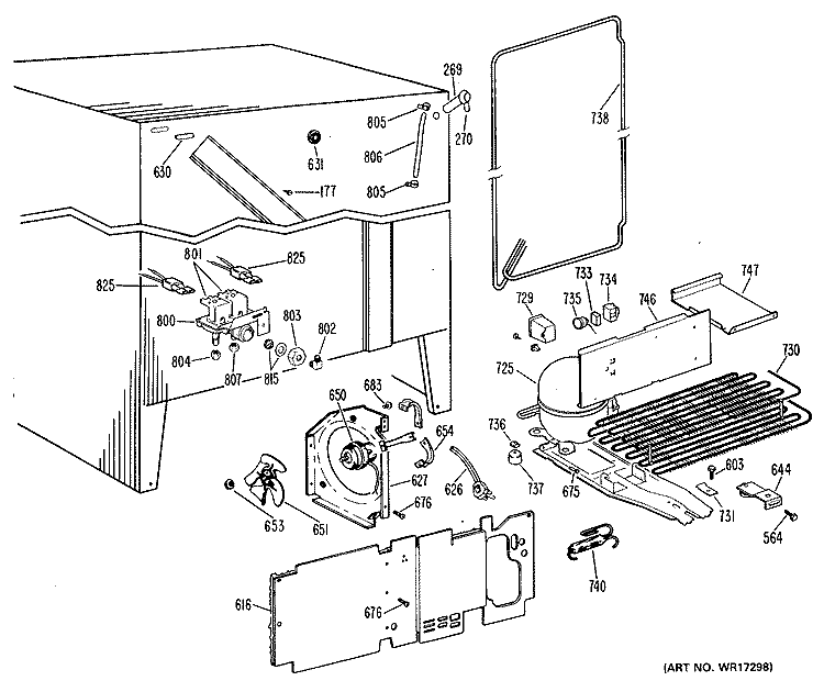Section Diagram and Parts List for TFX27FLB  General Electric Refrigerator