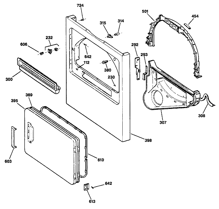 Section Diagram and Parts List for DDE7905SBLAA  General Electric Dryer