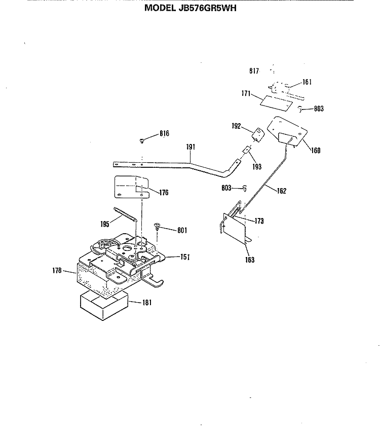 Section Diagram and Parts List for JB576GR5WH  General Electric Range