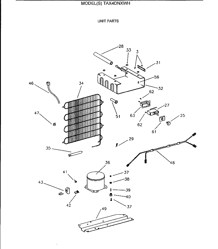 UNIT PARTS Diagram and Parts List for TAX4DNXWH  General Electric Refrigerator