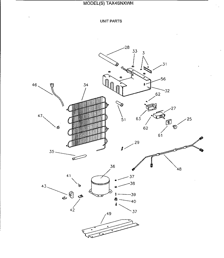 UNIT PARTS Diagram and Parts List for TAX4SNXWH  General Electric Refrigerator