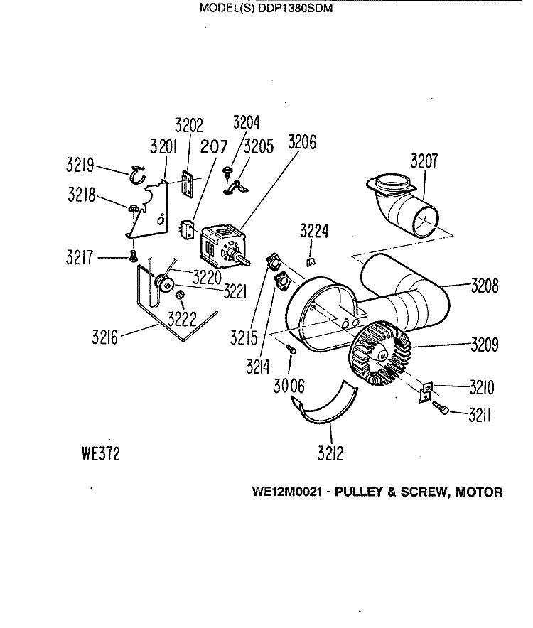 Section Diagram and Parts List for DDP1380SDM  General Electric Dryer