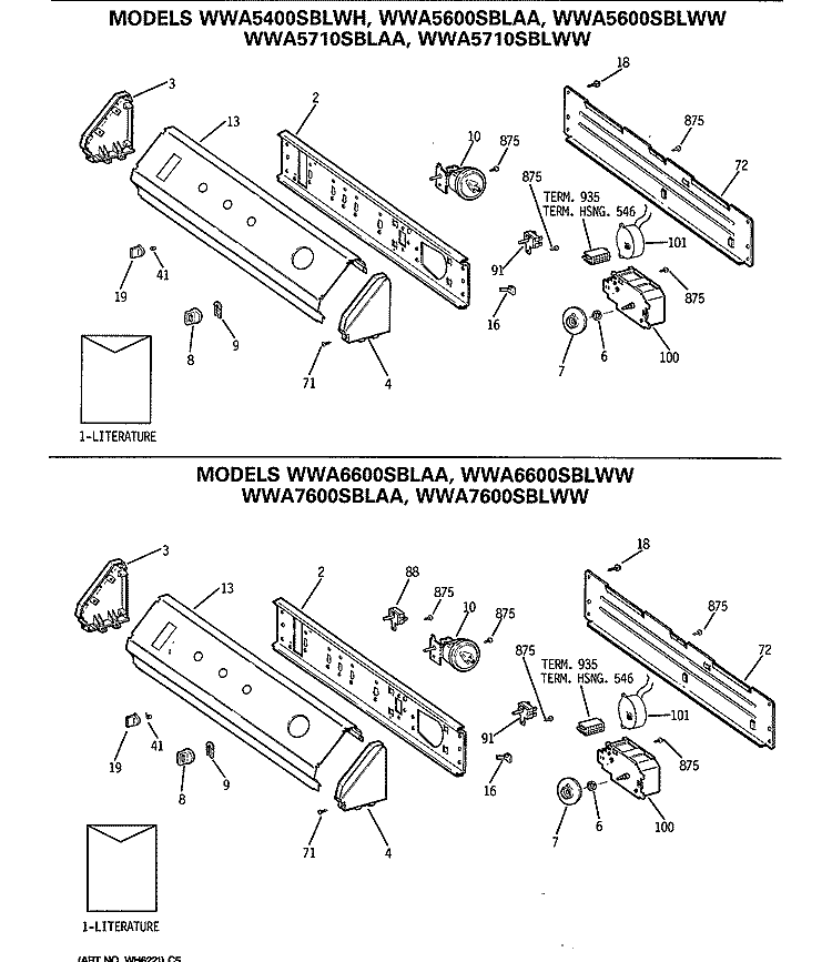 Section Diagram and Parts List for WWA7600SBLAA  General Electric Washer