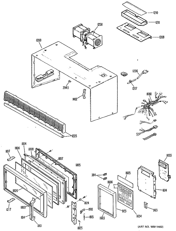 Section Diagram and Parts List for JVM172J01  General Electric Microwave