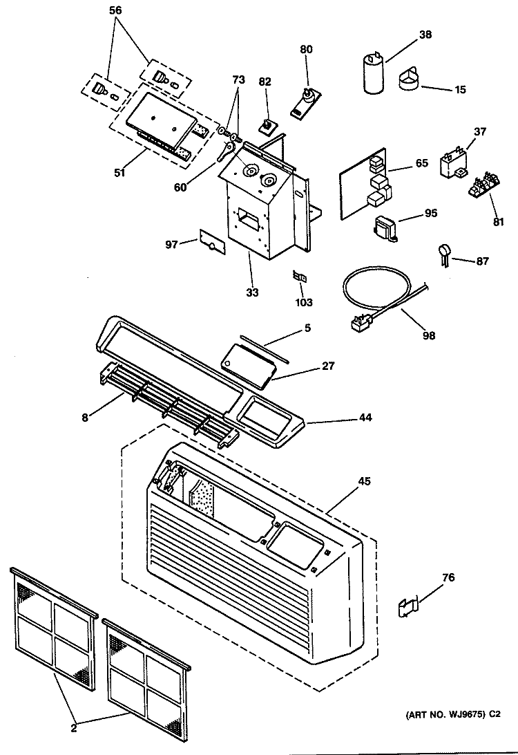 Section Diagram and Parts List for AZ21E15D2CV3  General Electric Air Conditioner