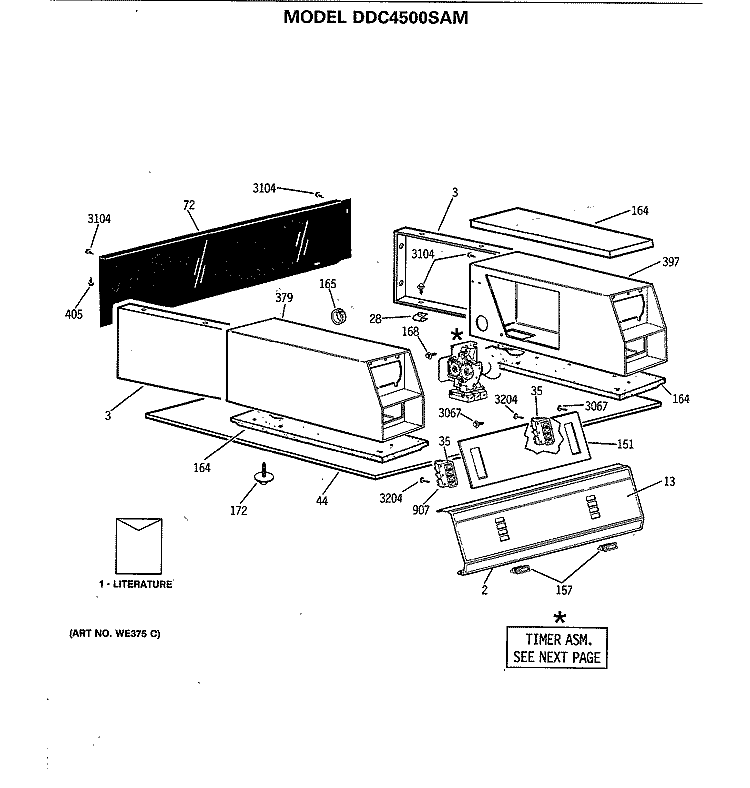 Section Diagram and Parts List for DDC4500SAM  General Electric Dryer