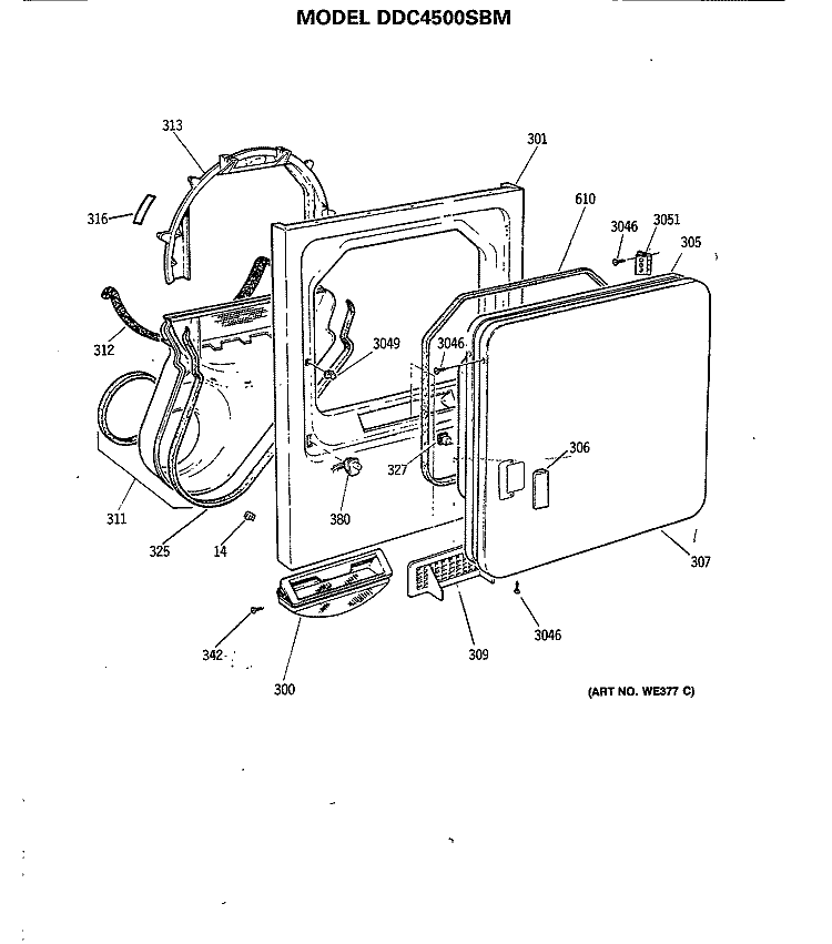 Section Diagram and Parts List for DDC4500SBM  General Electric Dryer